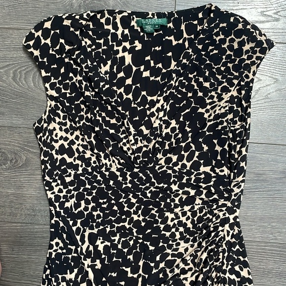 Lauren Ralph Lauren brocade Animal Print Front Ruched Sleeveless Dress Size 12 - Picture 5 of 11